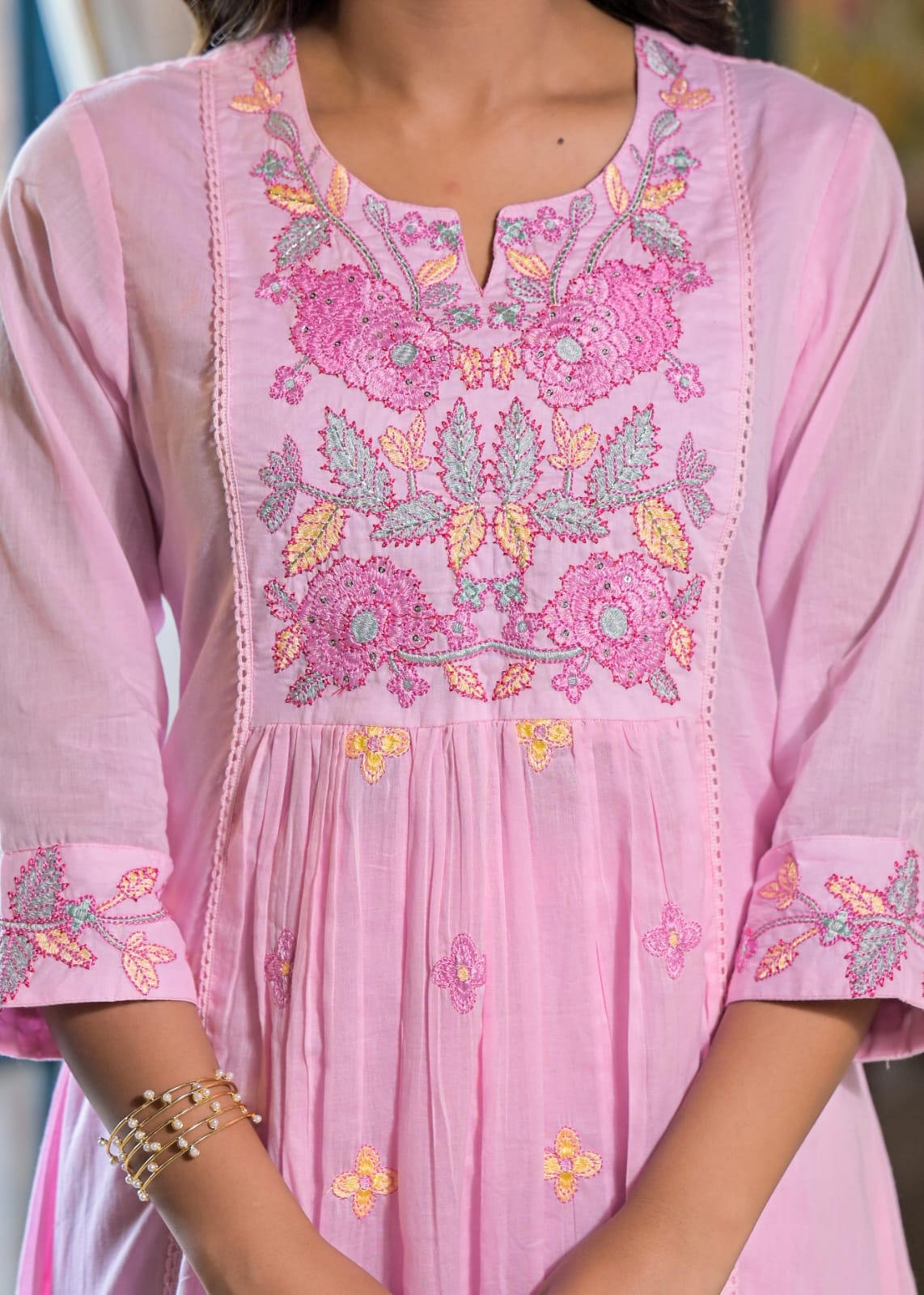 MUL COTTON BABYPINK SET