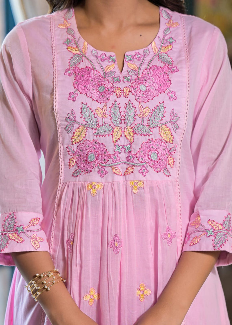 MUL COTTON BABYPINK SET