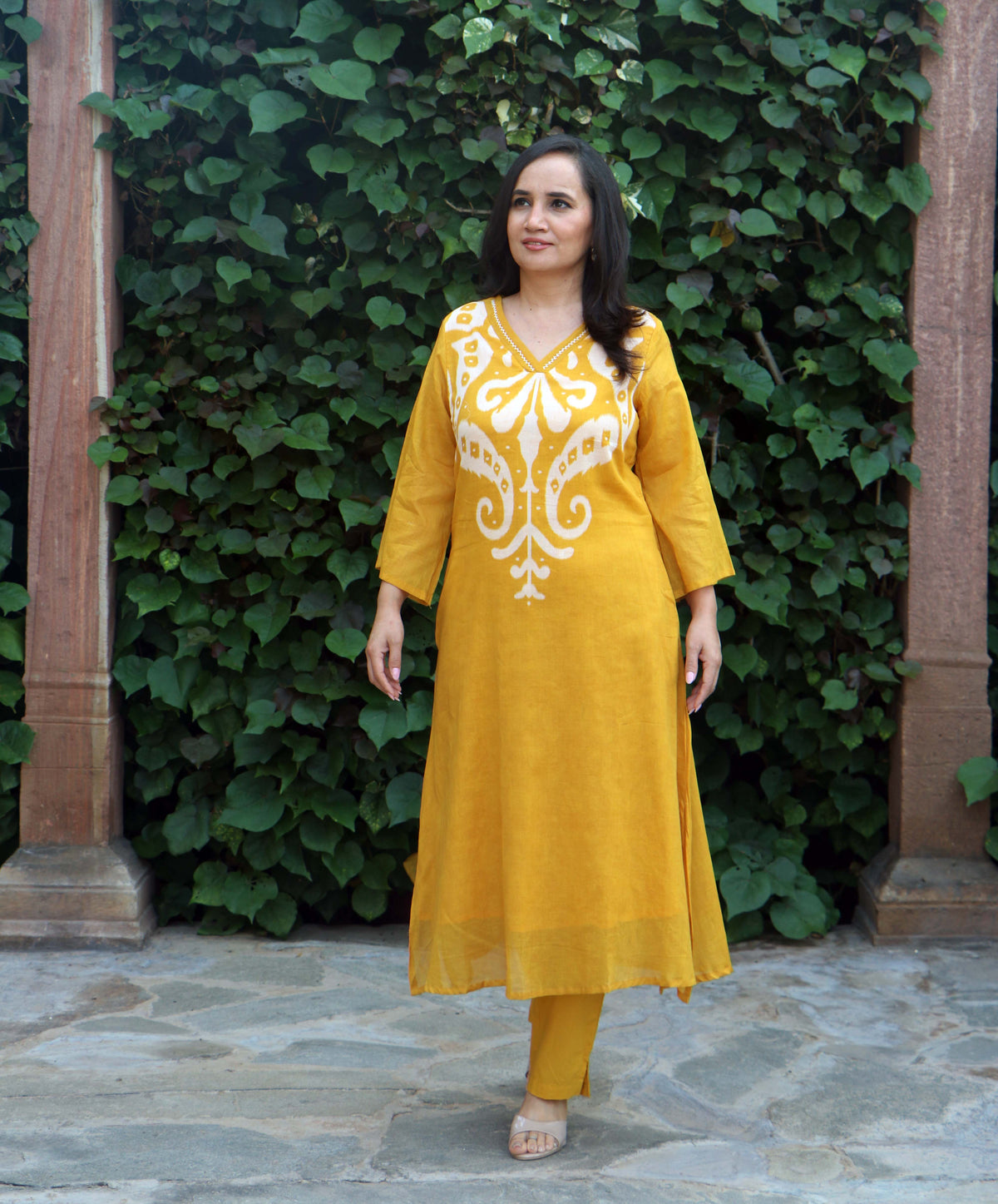 OCHRE COTTON KURTA SET