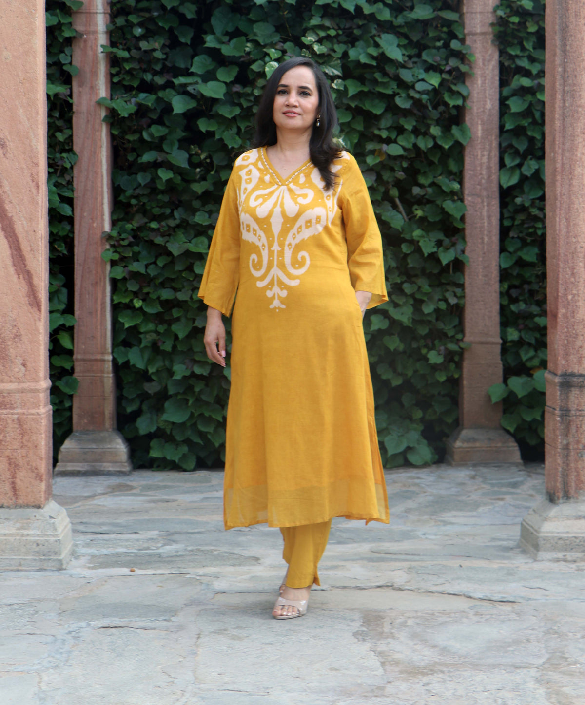 OCHRE COTTON KURTA SET