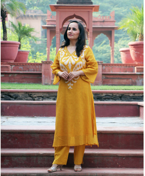 OCHRE COTTON KURTA SET