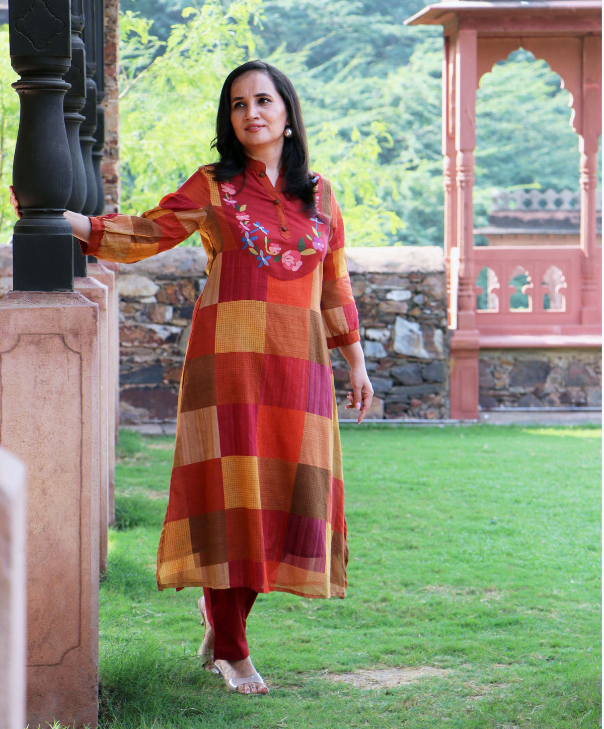 MAROON FLORAL KURTA SET