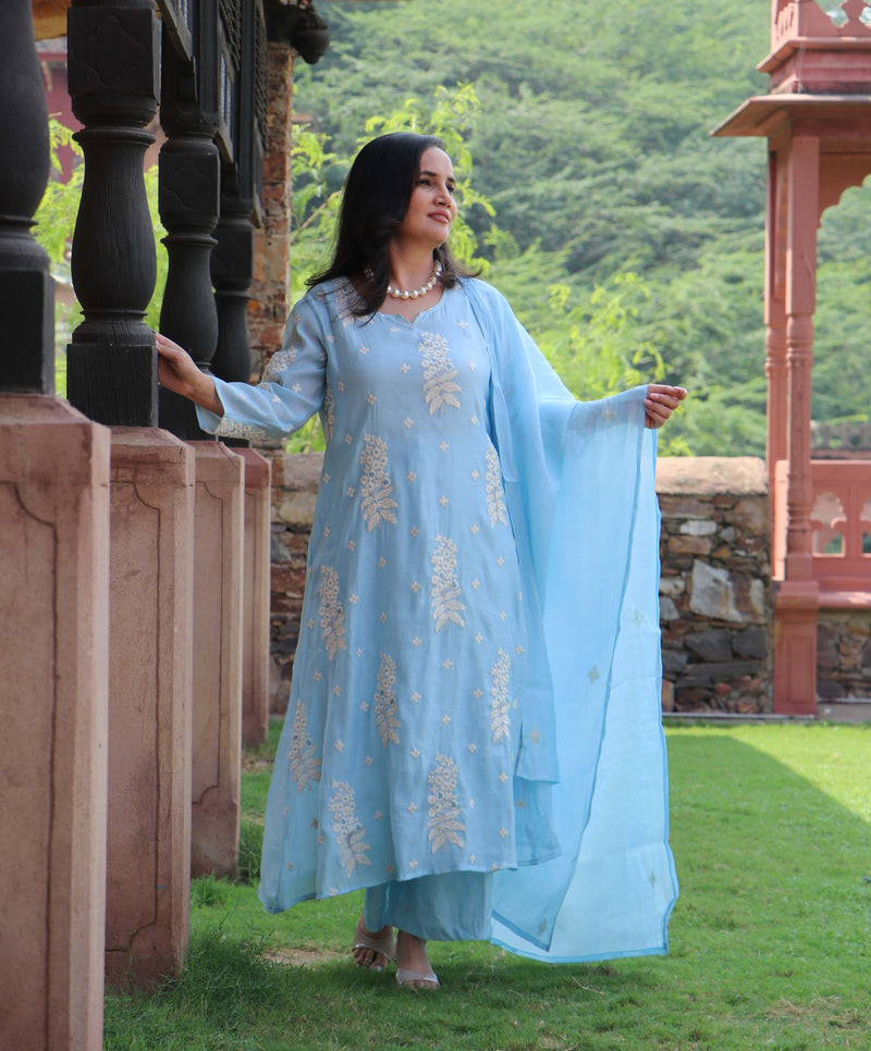 FLORAL BLUE SUIT SET