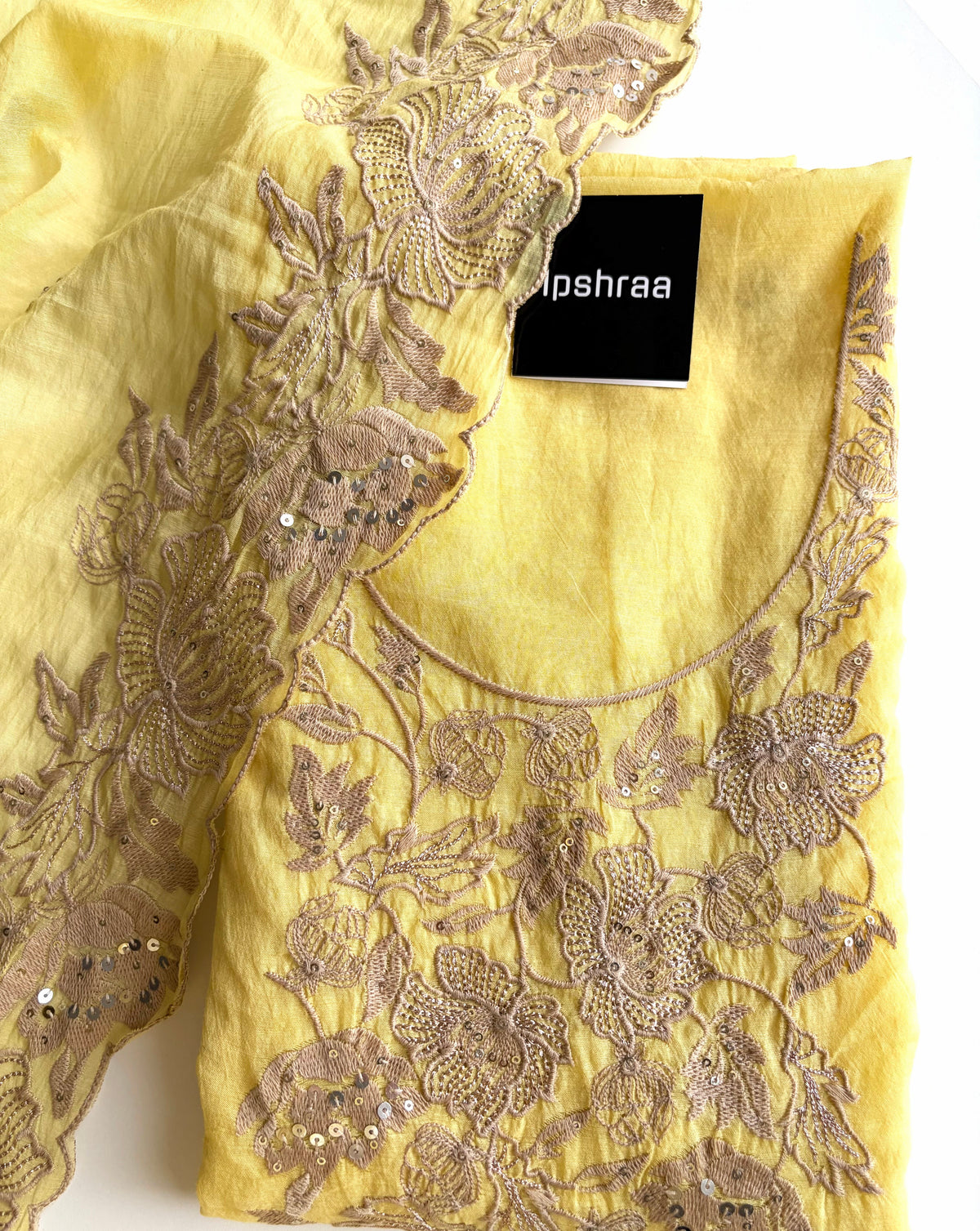 YELLOW MUL CHANDERI SUIT SET