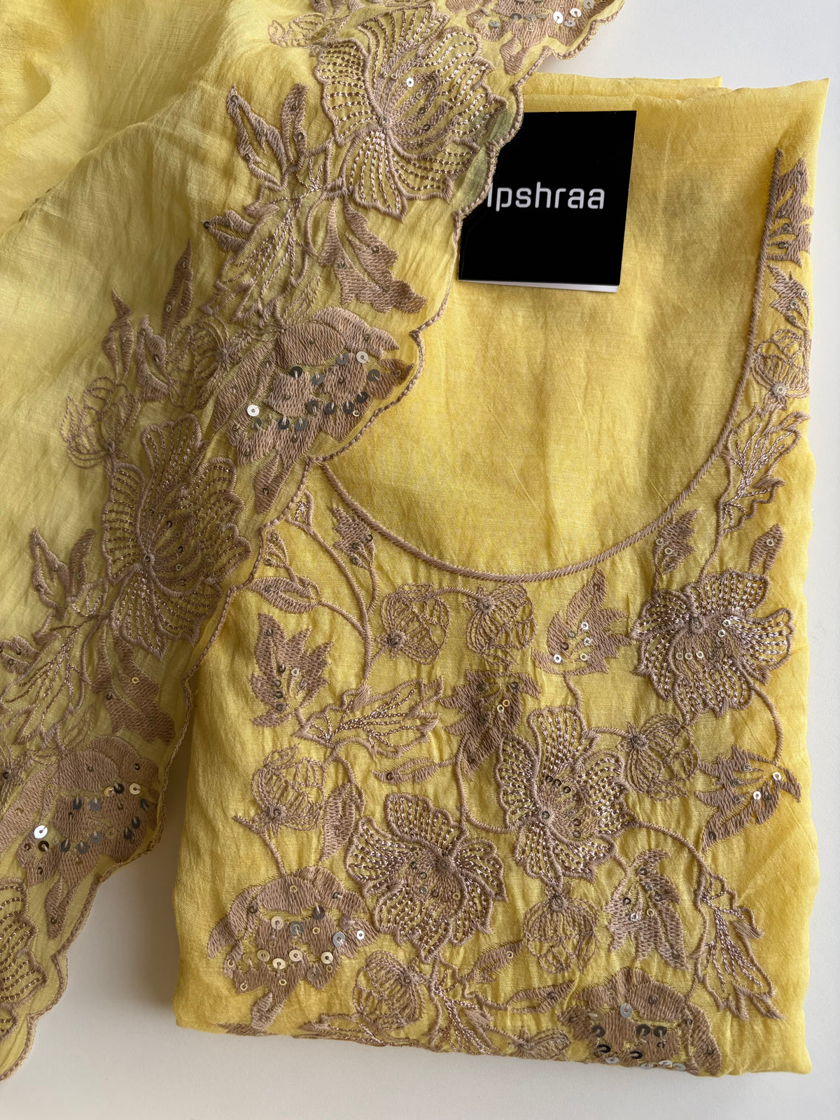 YELLOW MUL CHANDERI SUIT SET