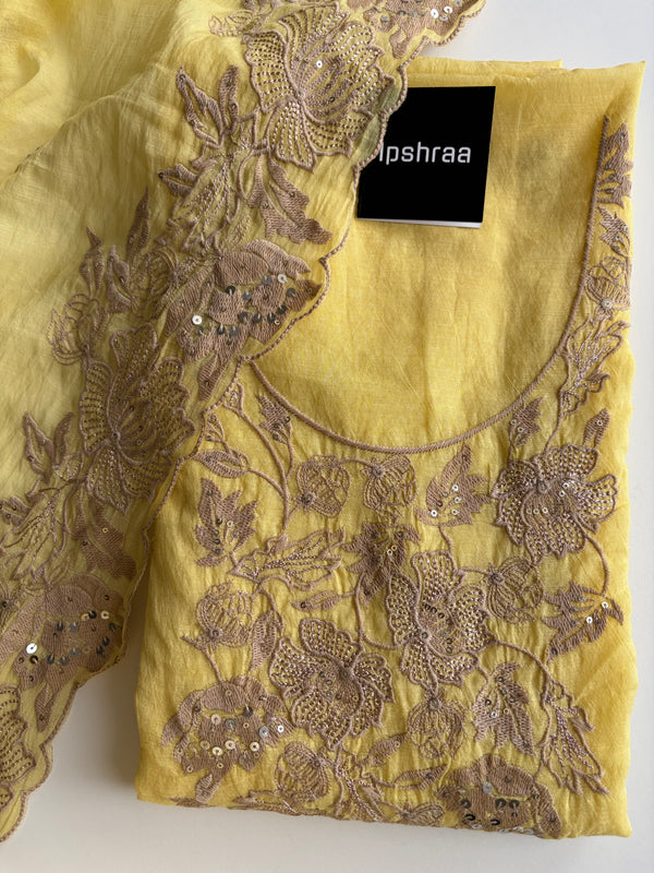 YELLOW MUL CHANDERI SUIT SET