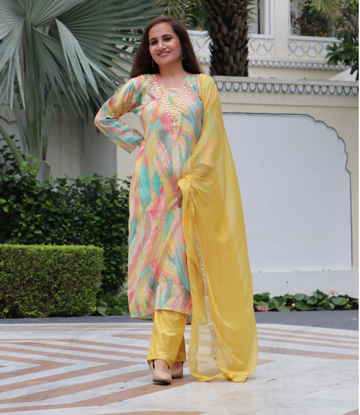 YELLOW MUSLIN SUIT SET