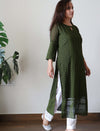 GREEN CHIKANKARI KURTA