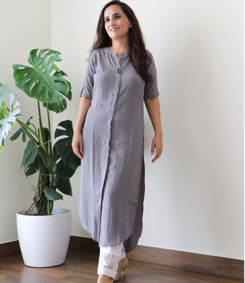 GRAY INDOWESTERN KURTA