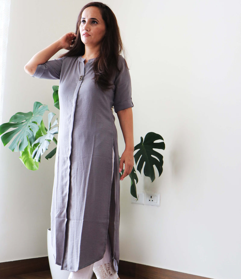 GRAY INDOWESTERN KURTA