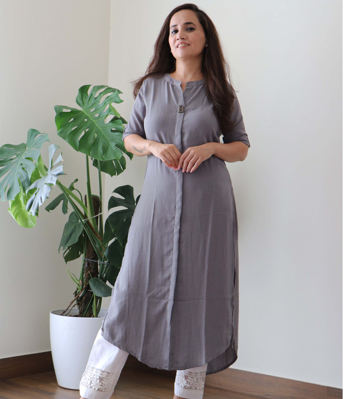 GRAY INDOWESTERN KURTA