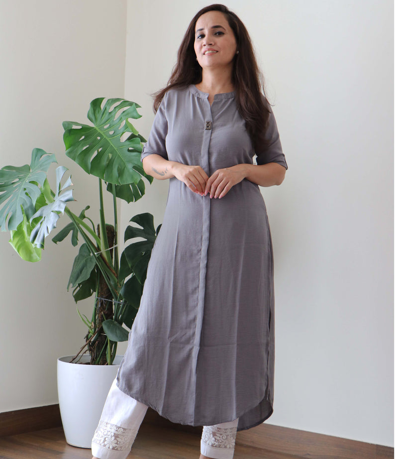 GRAY INDOWESTERN KURTA