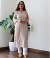 BEIGE CHIKANKARI KURTA