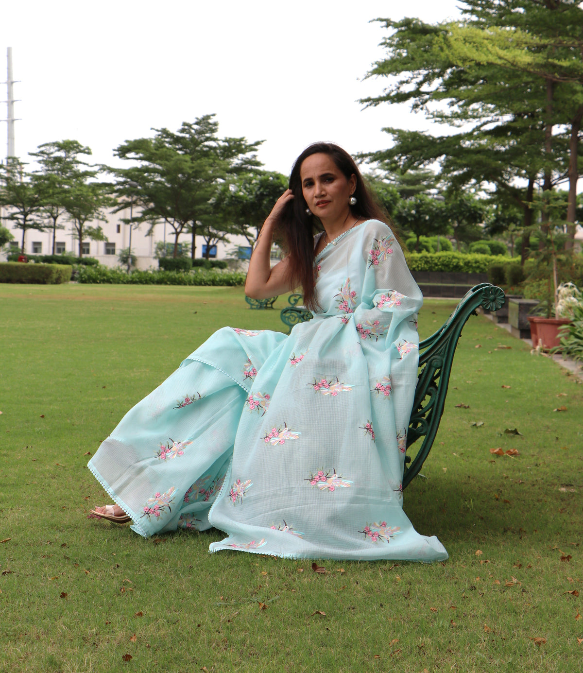 SKYBLUE EMBROIDARY SAREE