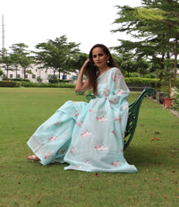 SKYBLUE EMBROIDARY SAREE