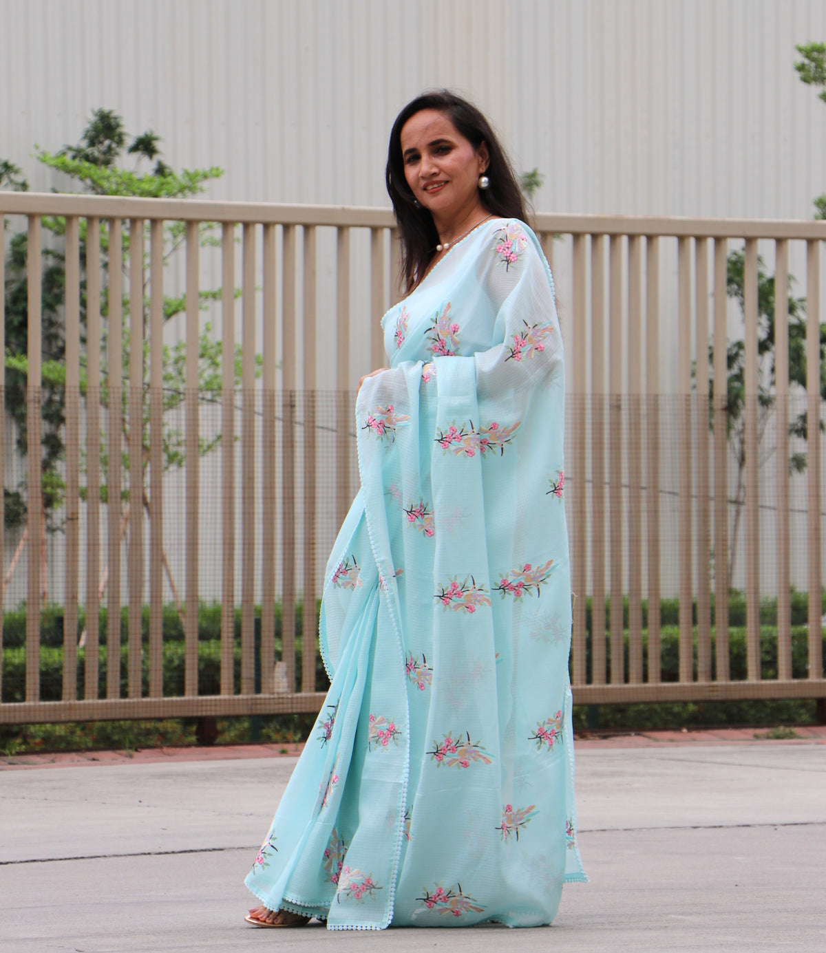 SKYBLUE EMBROIDARY SAREE