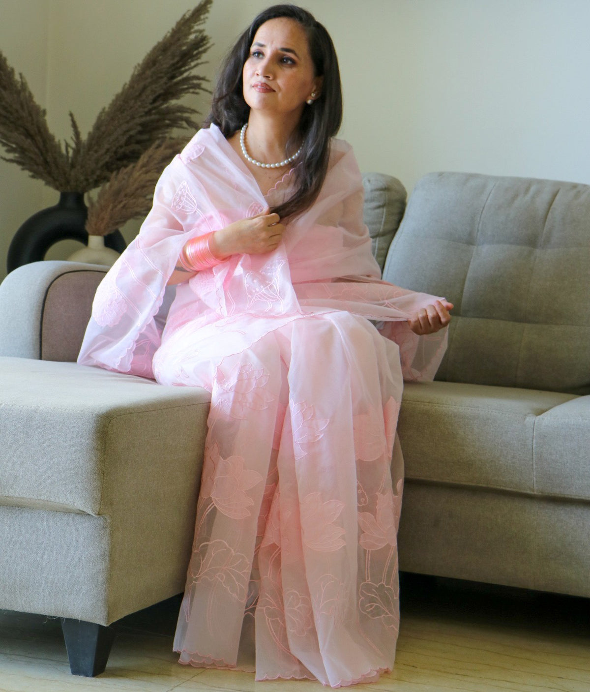 ORGANZA PINK SAREE