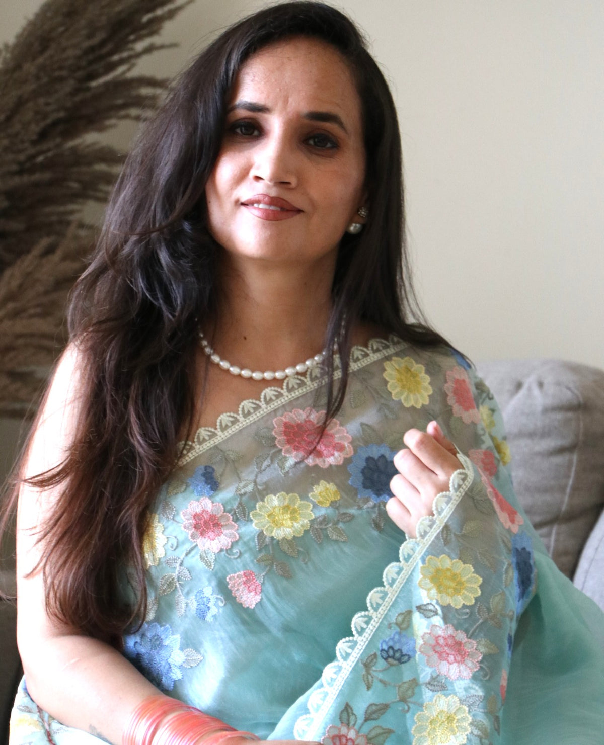 GREEN MULTI GLASS TISSUE SAREE