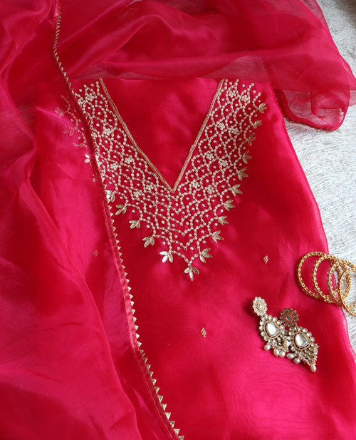 PANI PINK ORGANZA SUIT SET