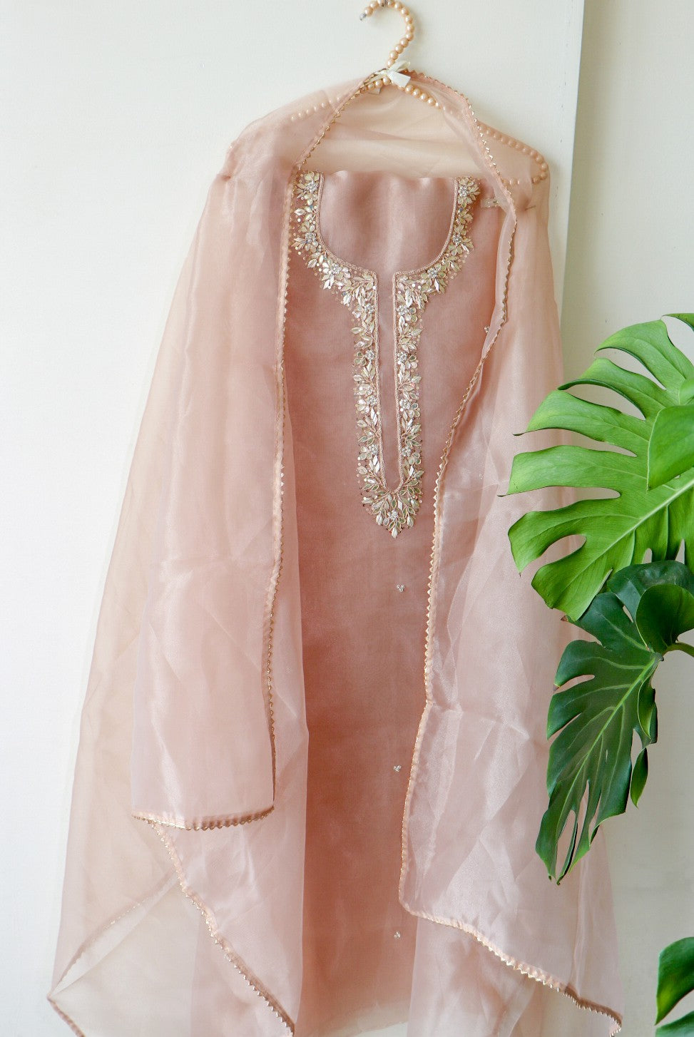 BEIGE ORGANZA SUIT SET