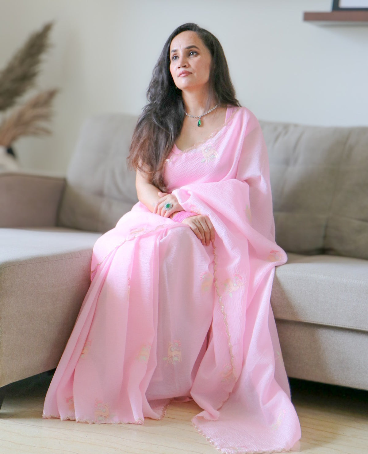BABY PINK ZARI SAREE