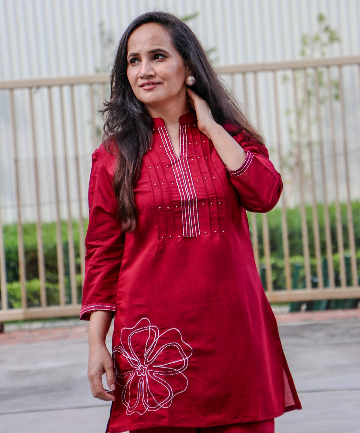 MAROON CHANDERI CO-ORD SET