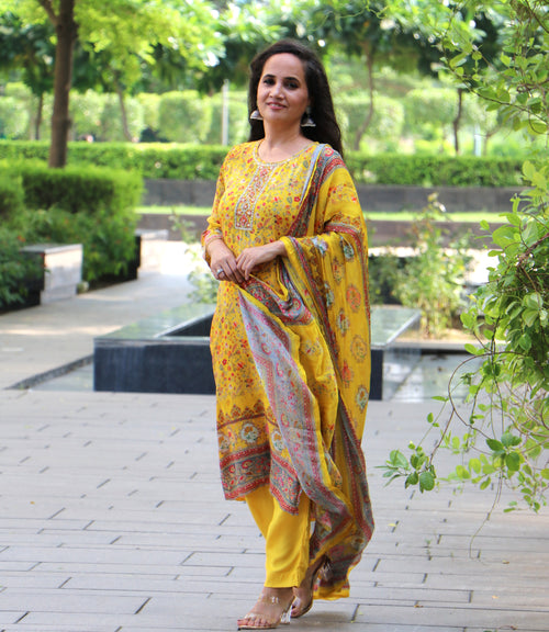 YELLOW FLORAL SUIT SET