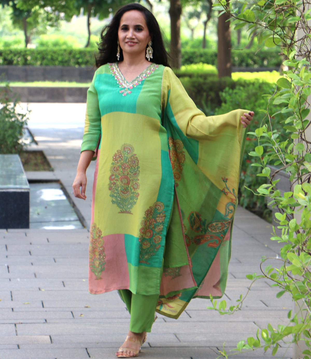 GREEN MULTI SUIT SET