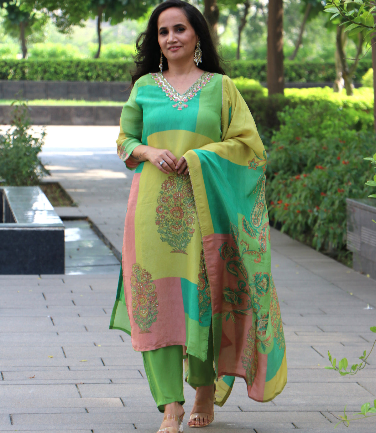 GREEN MULTI SUIT SET