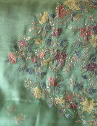 SEA GREEN ORGANZA SAREE