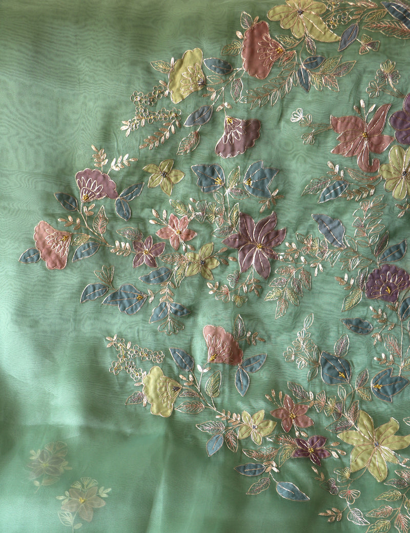 SEA GREEN ORGANZA SAREE