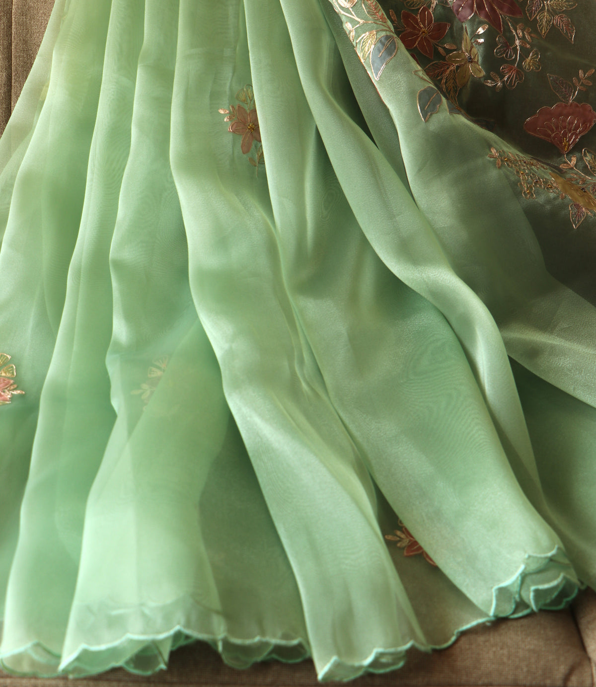 SEA GREEN ORGANZA SAREE
