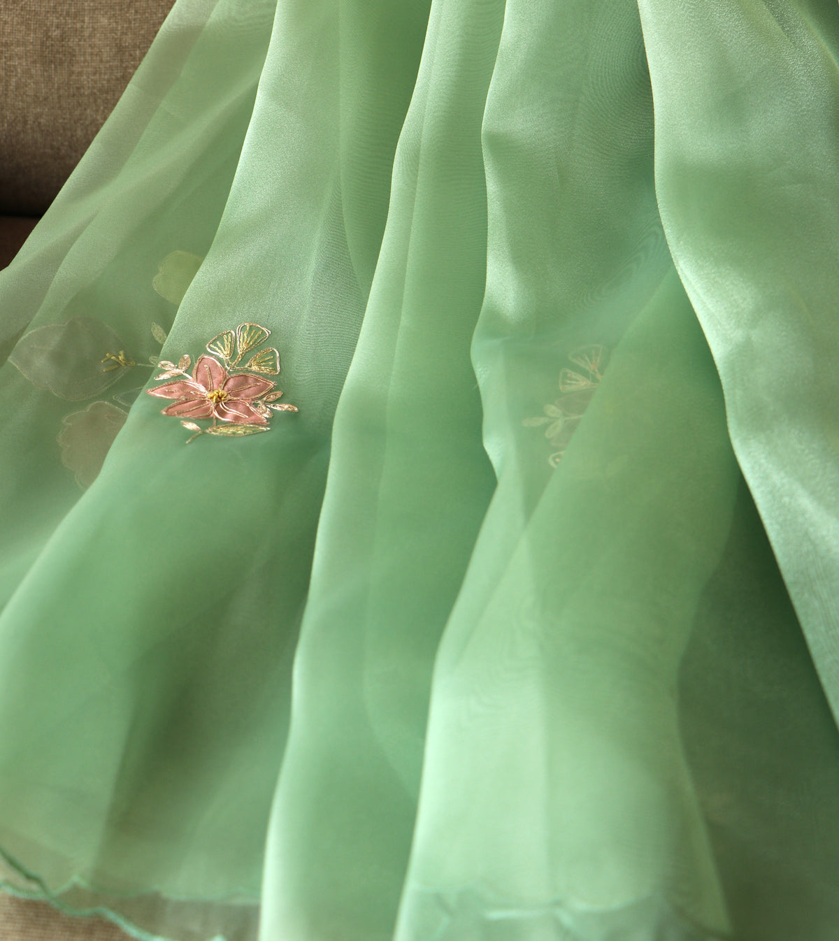 SEA GREEN ORGANZA SAREE