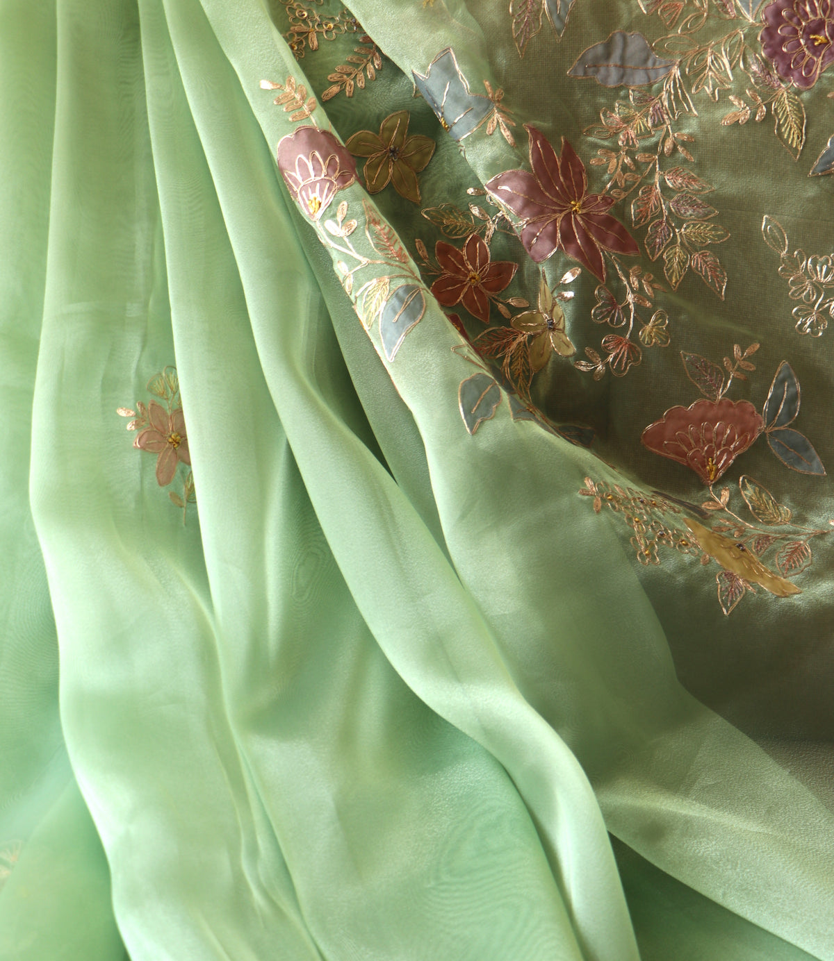 SEA GREEN ORGANZA SAREE
