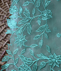 SEAGREEN CUTWORK ORGANZA SAREE