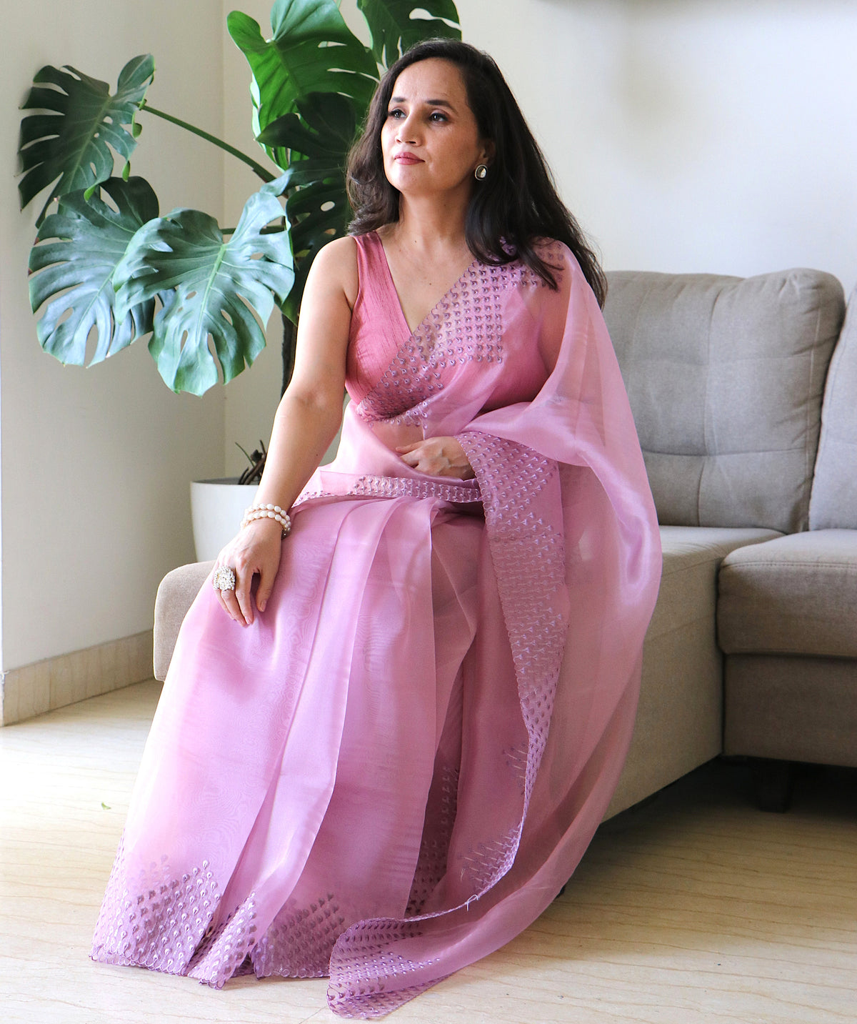 ONION PINK ORGANZA SAREE