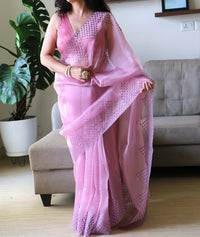 ONION PINK ORGANZA SAREE