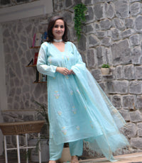 SKYBLUE CHANDERI SET
