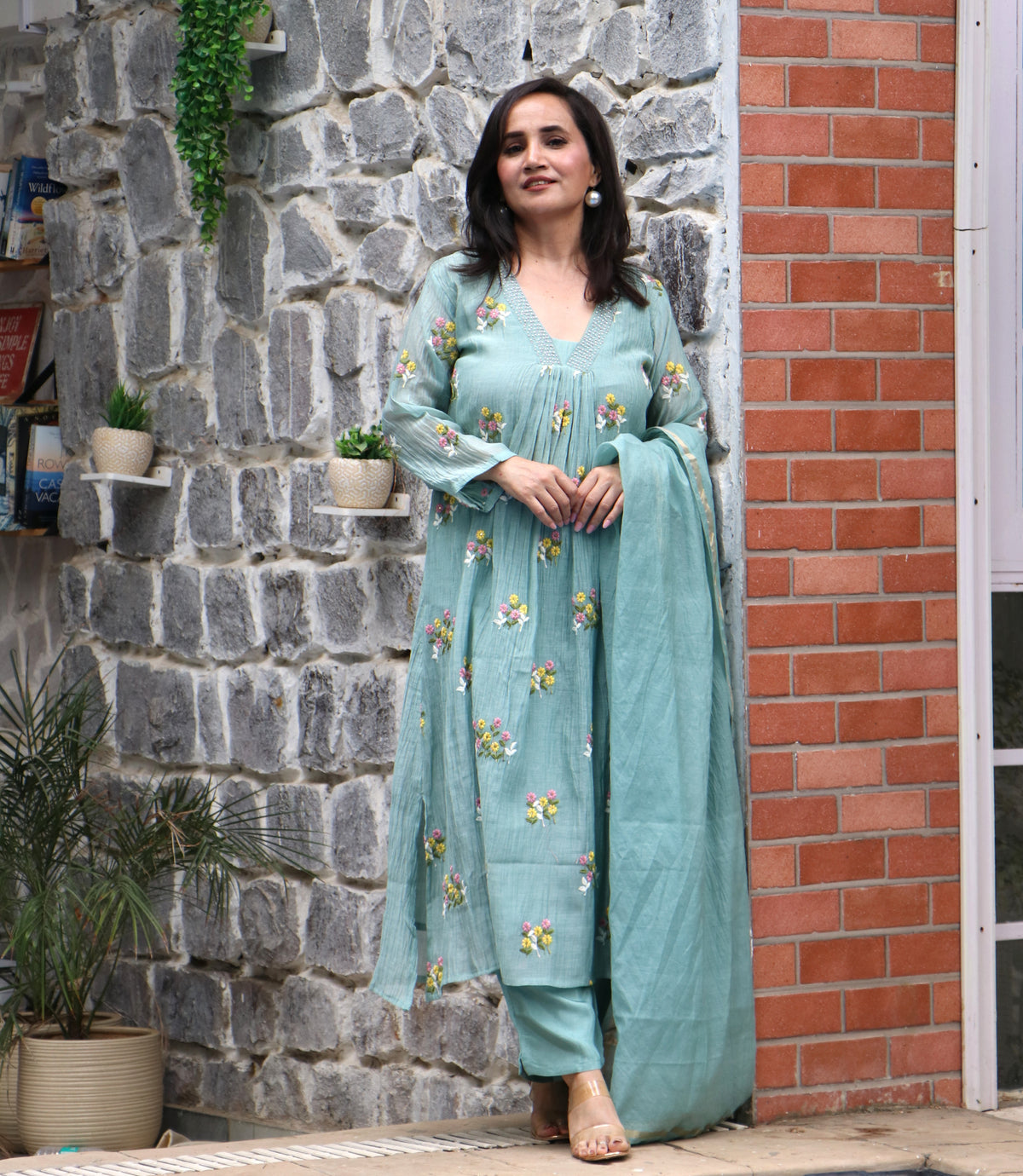 FLORAL CHANDERI SET
