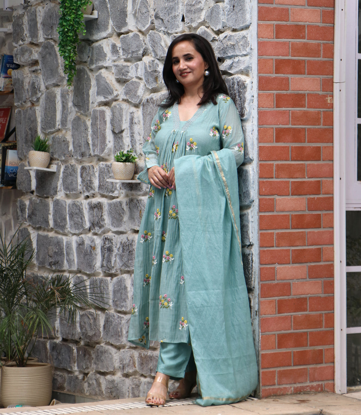 FLORAL CHANDERI SET
