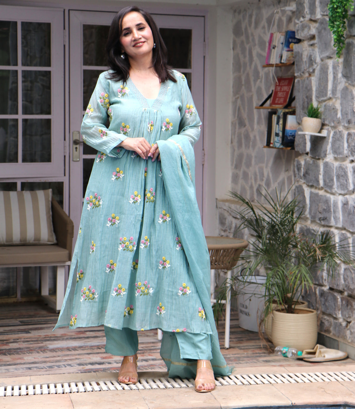 FLORAL CHANDERI SET