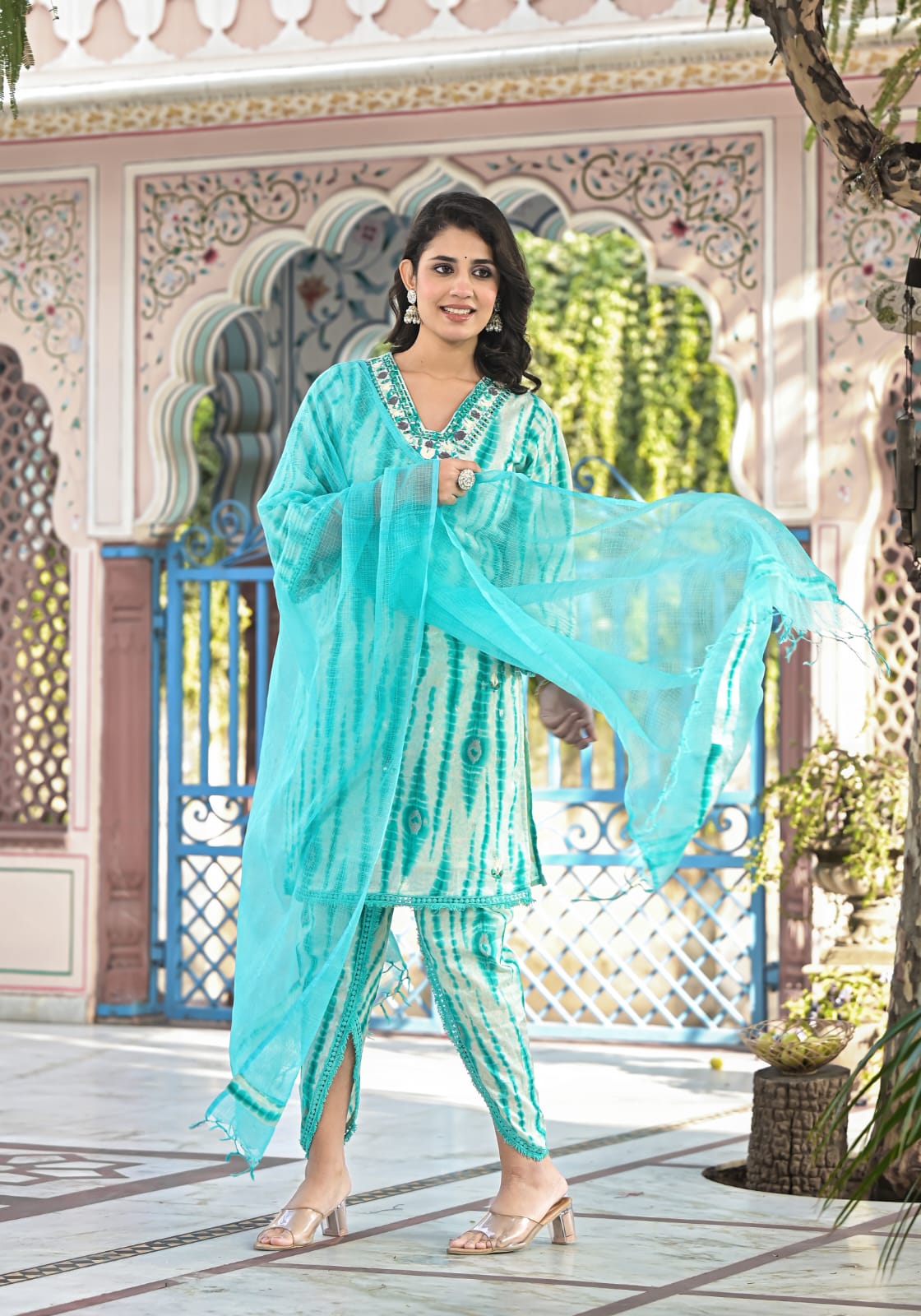 BLUE MULMUL COTTON SET