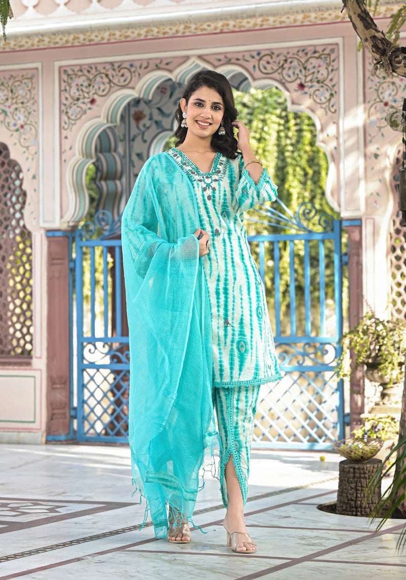 BLUE MULMUL COTTON SET