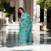 TEAL GREEN COTTON  MAHESHWARI SILK SAREE