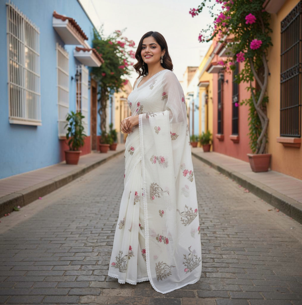 WHITE SWAN KOTA DORIYA SAREE