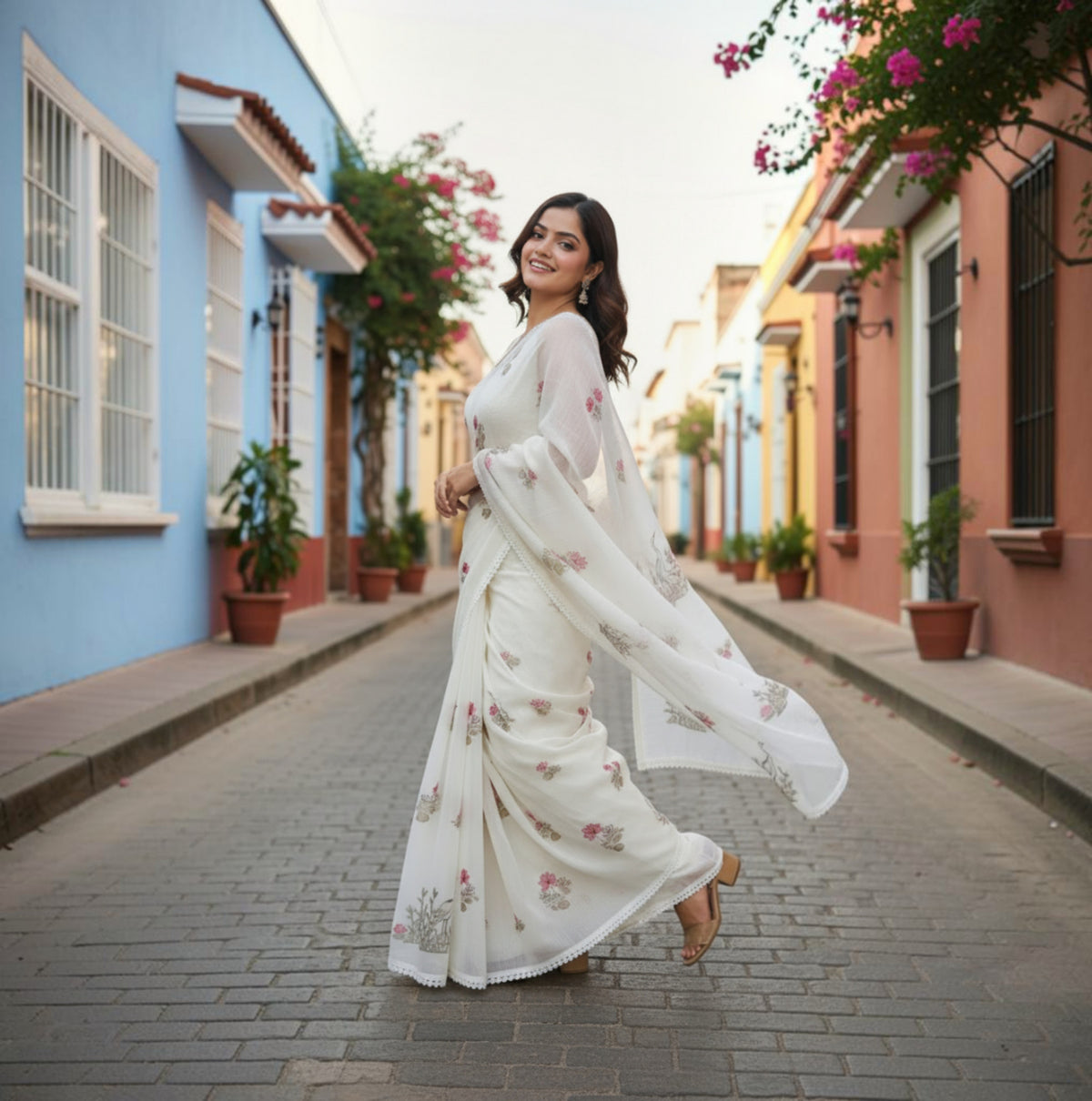 WHITE SWAN KOTA DORIYA SAREE