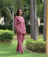 COTTON PRINTED MAROON PYJAMA TOP NIGHTSUIT SET