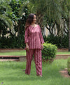 COTTON PRINTED MAROON PYJAMA TOP NIGHTSUIT SET