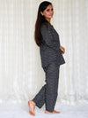 Women's Cotton Printed Pajama Top Nightsuit Set Navy-blue