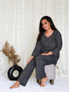 Women's Cotton Printed Pajama Top Nightsuit Set Navy-blue